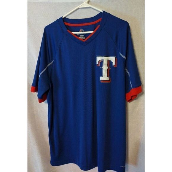 Texas Rangers Jersey Men's XL Majestic Cool Base Red White Blue Awesome Team - Picture 1 of 5